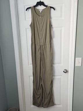 Athleta Olive Green Zip-Front Flex Jumpsuit Size Tall Medium
